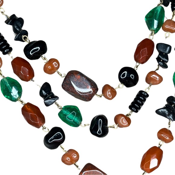 1261 Chico's Black and Green Multi-Strand Stone Necklace - Picture 3 of 3